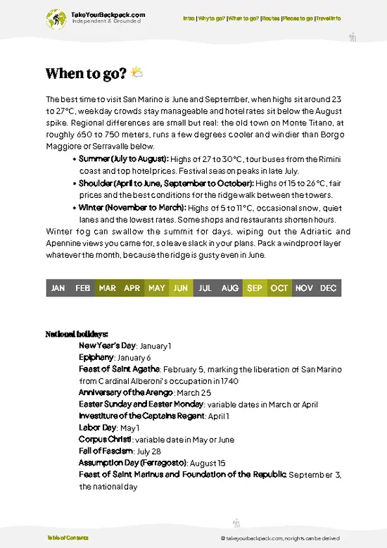 example page 3 from our offline Travel Guide for San Marino